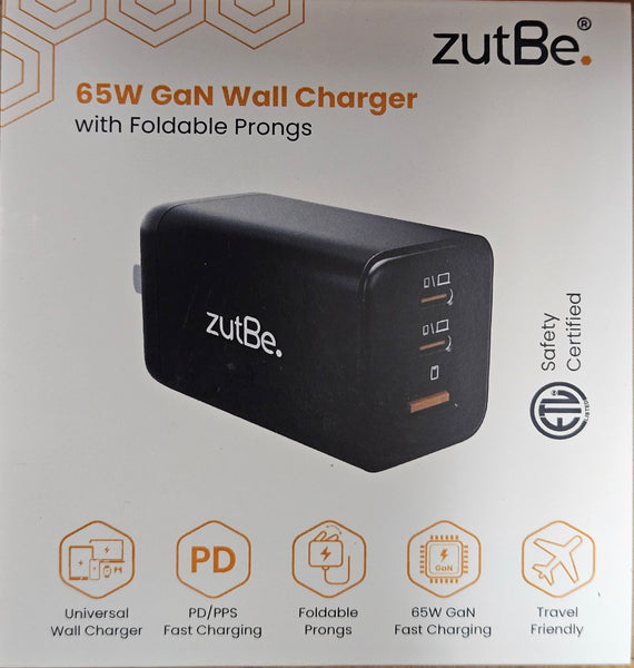 zutBe 65W Wall Charger 2 USB-C and 1 USB-A Input