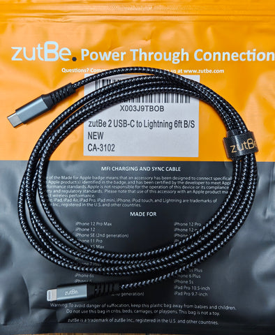 zutBe USB-C to Lightning 6ft Charging Cable