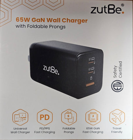 zutBe 65W Wall Charger 2 USB-C and 1 USB-A Input